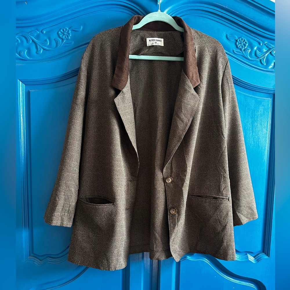 Alfred Dunner Brown Checkered Jacket